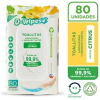 Toallas Desinfectantes D-Wipes Citrus Biodegradable 80 Un