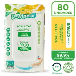 Toallas Desinfectantes D-Wipes Citrus Biodegradable 80 Un