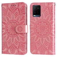 Funda Tipo Cartera Foxdock Para Vivo Y33S 4G , Diseño Girasol En Relieve, Cuero Pu, Cierre Magnético, Soporte Y Tarjetero