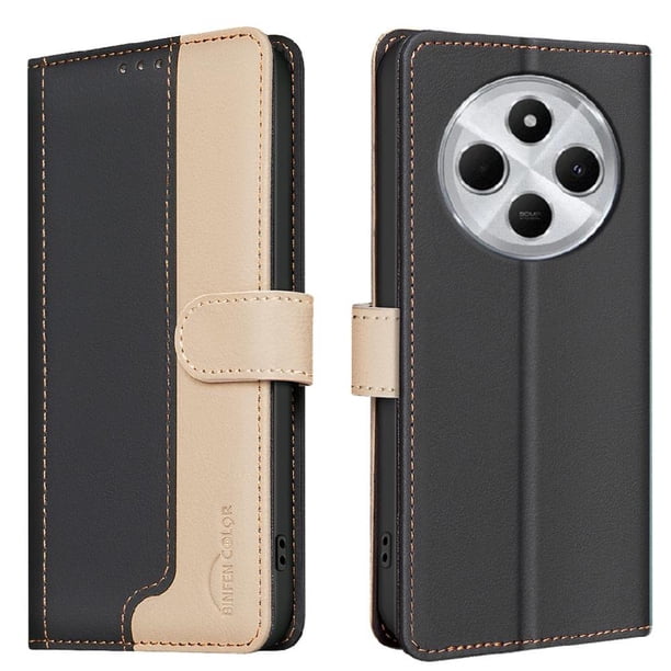 Funda Cartera con Bloqueo RFID para Xiaomi Redmi A4 5G con Ranuras y Soporte Negro