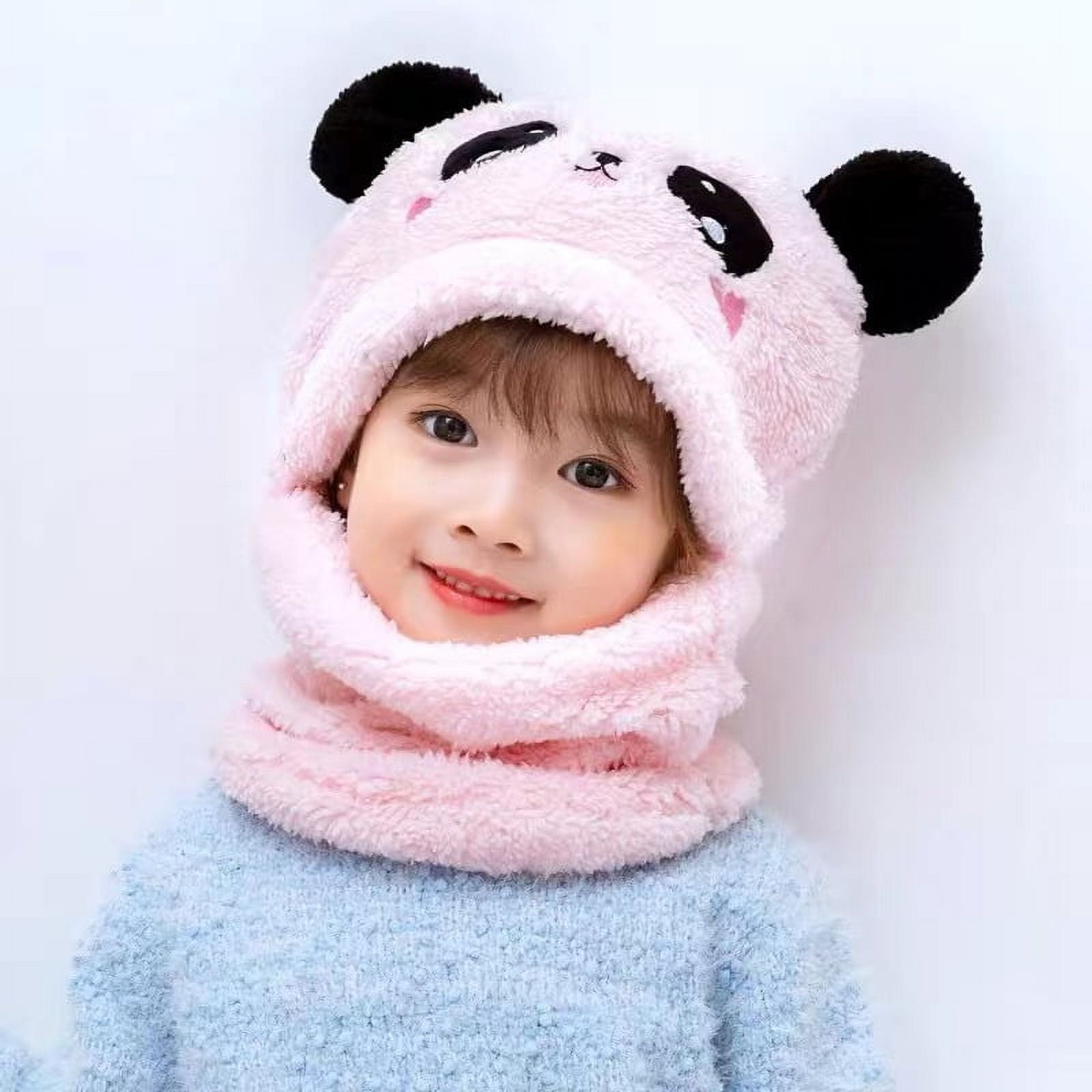 El Edén - Gorro Con Cuello Para Niño/a Diseño Osito, Invierno Talla M Rosado