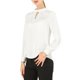 thumbnail image 4 of INSPIRE CHIC Blusa de Mujer con Cuello Alto, Plisada, con Botón de Ojal, Talla M, Blanca, 4 of 8