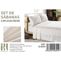 Mundo Shopping - Set De Sabanas 2.0 Plazas Color Beige 150 Hilos 2 Funda De Almohada