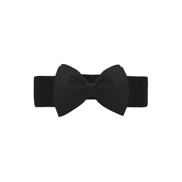 INSPIRE CHIC Women's Halloween Bowknot Elastic Belts, 2.4" Width Elegant Cute Stretchy Cinch Waistband for Dress Wedding 24 - 32" Black