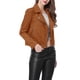 thumbnail image 3 of INSPIRE CHIC Chaqueta de motocicleta para mujer de ante sintético color sólido con cremallera asimétrica L Marrón, 3 of 8