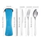 thumbnail image 1 of Xiao Hua Juego de Cubiertos de Viaje de Acero Inoxidable de 5 Piezas (Palillos, Cuchillos, Tenedores, Cucharas) con Bolsa de Almacenamiento Azul, Adecuado para Acampar, Senderismo, Almuerzo de, 1 of 3