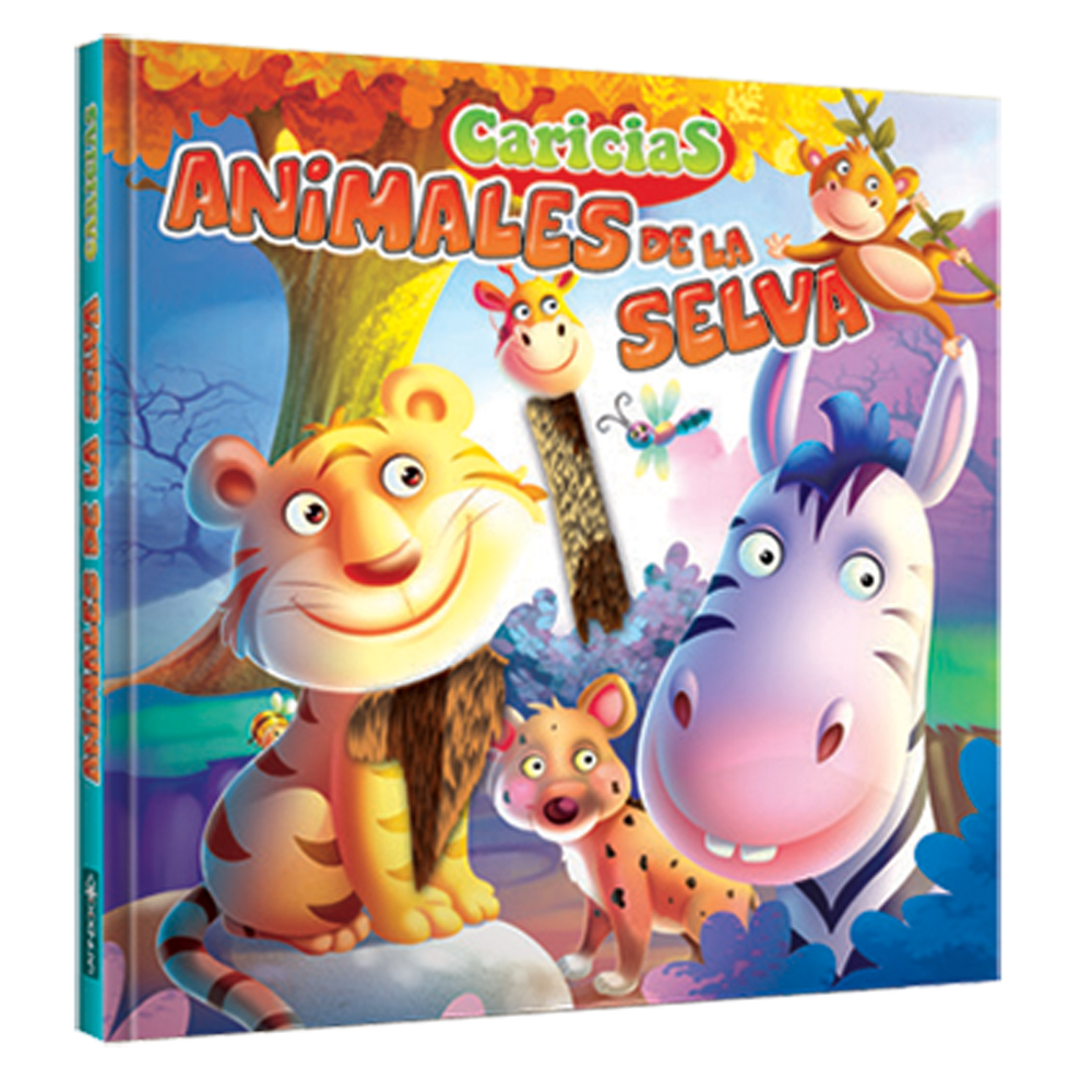 Zig-Zag - Libro Caricias - Animales De La Selva / 10 Páginas De Cartón Con Texturas, De 16 X 16 Cm. Tapa Cartoné Con Textura