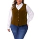 thumbnail image 1 of Agnes Orinda Chalecos de Talla Grande para Mujeres Chaleco Steampunk de Terciopelo sin Mangas con Botones en V Cuello en V Chalecos de Traje 3X Café, 1 of 6