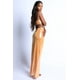 thumbnail image 4 of Saronite Top Halter con Sobrepelliz Laminado y Falda Larga Abierta, Color Mostaza (para Mujer), 4 of 4