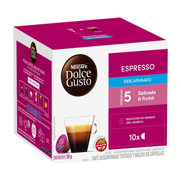 Café en Cápsulas Espresso Descafeinado 10 Tazas, 55 g