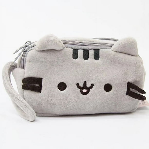 Cat Shaped Plush Kawai Pencil Case, Double Layer Cartoon Pencil Case, Office And School Supplies