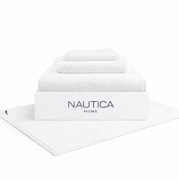 Set 4 Toallas Nautica Signature Cara+Mano+Cuerpo+Piso 100% Algodón Alta Calidad Blanco