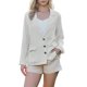 thumbnail image 1 of INSPIRE CHIC Blazer Casual para Mujer de Lino con Cuello de Solapa Manga Larga Chaqueta Ligera de Negocios Casual M Albaricoque, 1 of 5