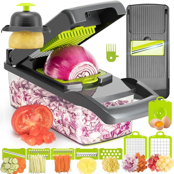 Picadora de verduras KEOUKE 12 en 1, cortador de verduras, color gris