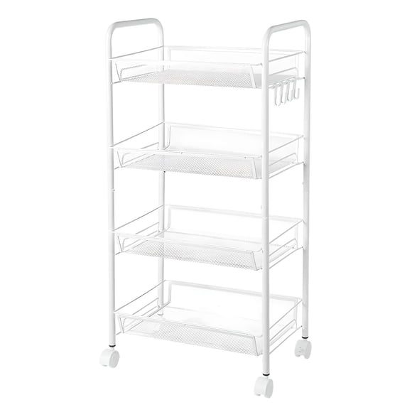 Carro Organizador Multiuso Acero Blanco 4 Bandejas Removibles
