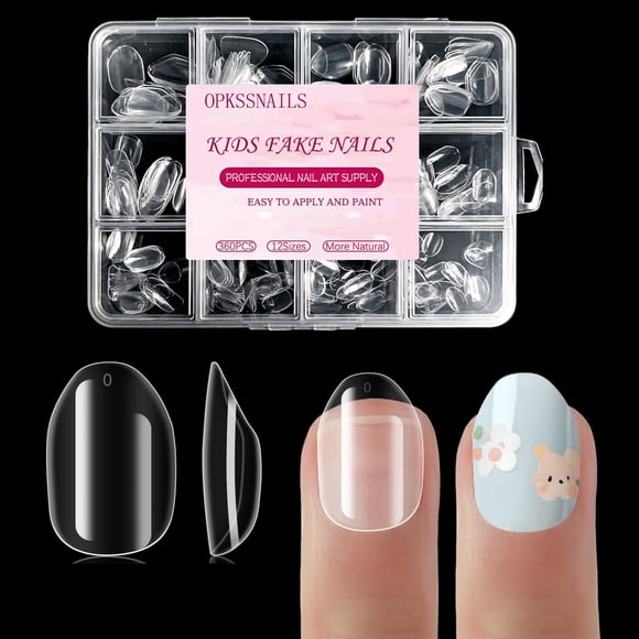 Uñas postizas OPkssnails 360 piezas transparentes para niños
