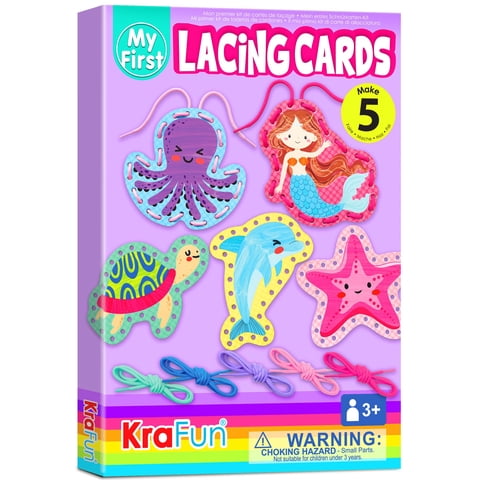 Kit De Tarjetas De Encaje Krafun Sirena Para Principiantes Para Niños De 3 Años O Más