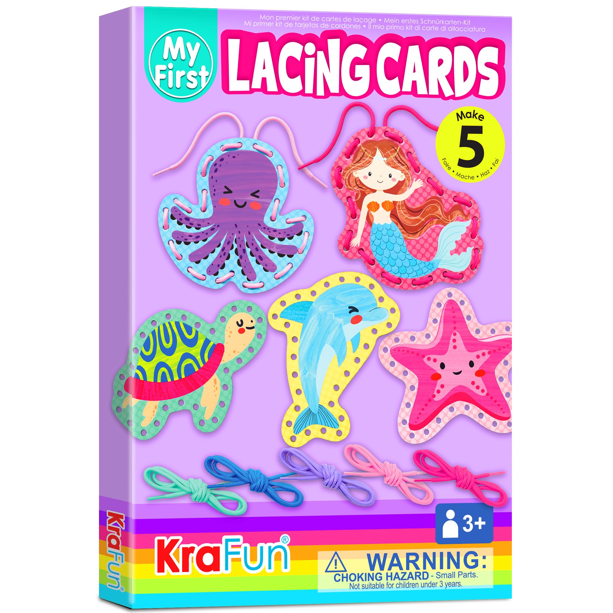 Kit De Tarjetas De Encaje Krafun Sirena Para Principiantes Para Niños De 3 Años O Más