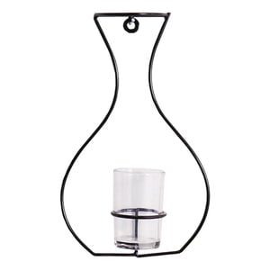 Magideal - Florero De Retro, Soporte De Hierro, Soporte Para Plantas Hidropónicas Con Copa De Cristal, Arreglo De Flores, Contenedor De Terrario Para 26X16X7Cm