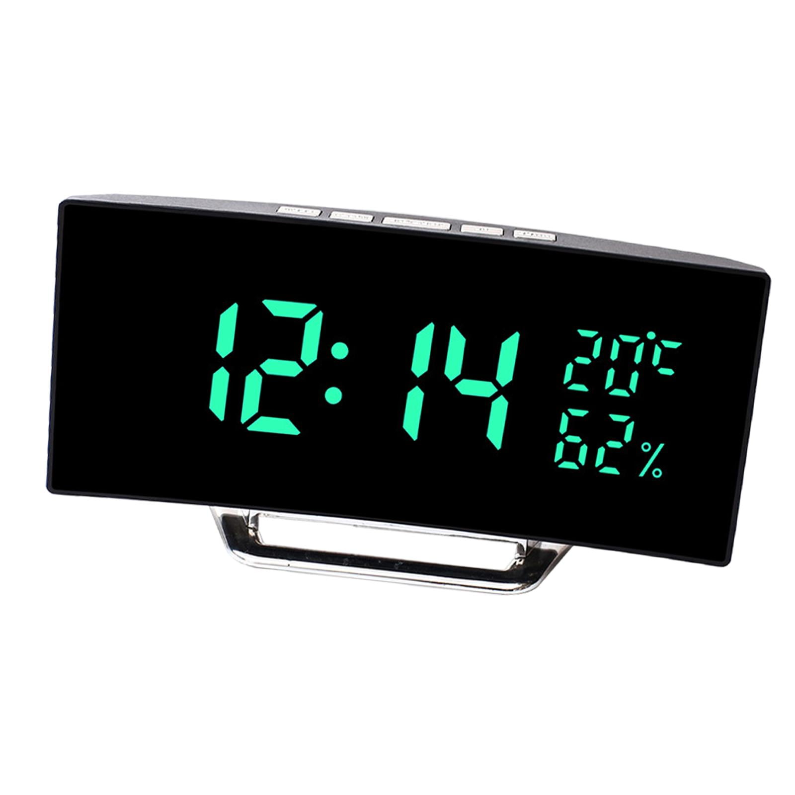 Magideal - Reloj Despertador Digital Led, Reloj De Mesa Con Atenuación Automática, Moderno Con Pantalla De Temperatura Y Humedad Para Sala De Estar, Estante Para Verde