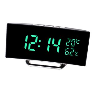 Magideal - Reloj Despertador Digital Led, Reloj De Mesa Con Atenuación Automática, Moderno Con Pantalla De Temperatura Y Humedad Para Sala De Estar, Estante Para Verde
