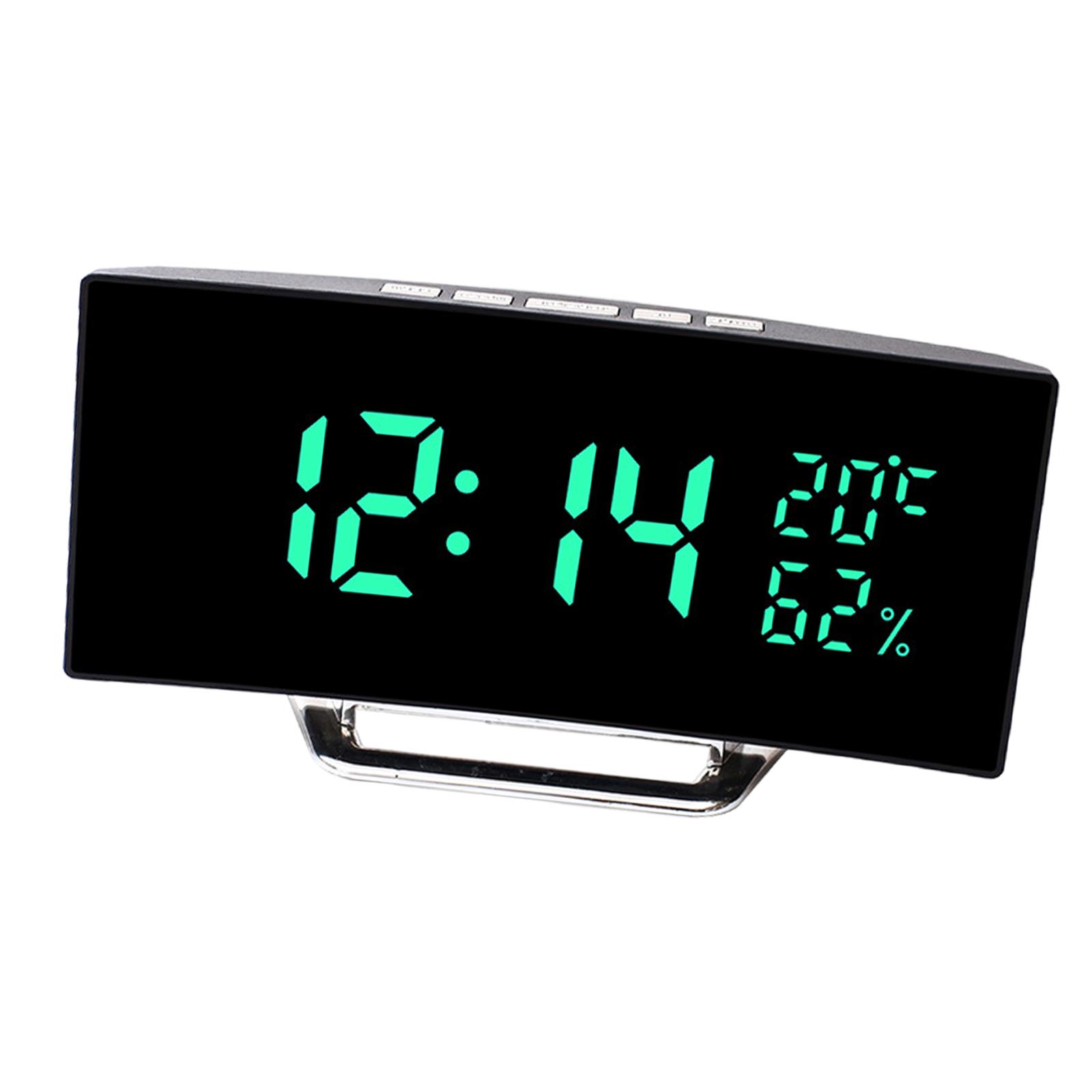 Magideal - Reloj Despertador Digital Led, Reloj De Mesa Con Atenuación Automática, Moderno Con Pantalla De Temperatura Y Humedad Para Sala De Estar, Estante Para Verde