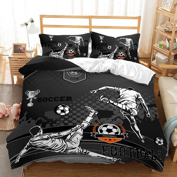 New 3D Soccer Bedding Set Popular Football Soft Microfiber Bed Linen with Pillowcase Queen King Single Size Duvet Cover Sets Bed Sheets
