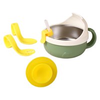 Magideal - Cuenco Para Bebé Con Cuchara, Tenedor, Paja, Base De Succión, Cuenco Portátil Para El Hogar Para Niños, Verde