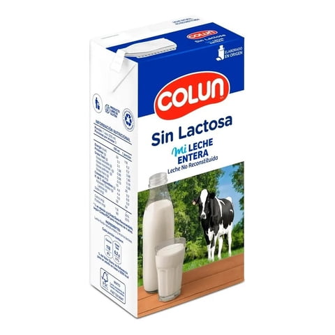 Leche Entera Sin Lactosa 1 Lt Colun, Pack 12