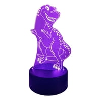 Lelumania - Lampara Ilusion 3D Dino Feliz De 7 Colores, Base Touch