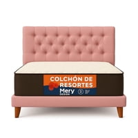 Ethan Desing - Cama Plaza Y Media Rosado Capitoné + Colchon Mery Desing