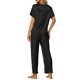 thumbnail image 3 of INSPIRE CHIC Conjunto de Pijama de Satén para Mujer Regreso a Clases Camisa de Dormir de Manga Corta con Botones y Pantalones Largos con Bolsillo en el Pecho 2XL Negro, 3 of 6