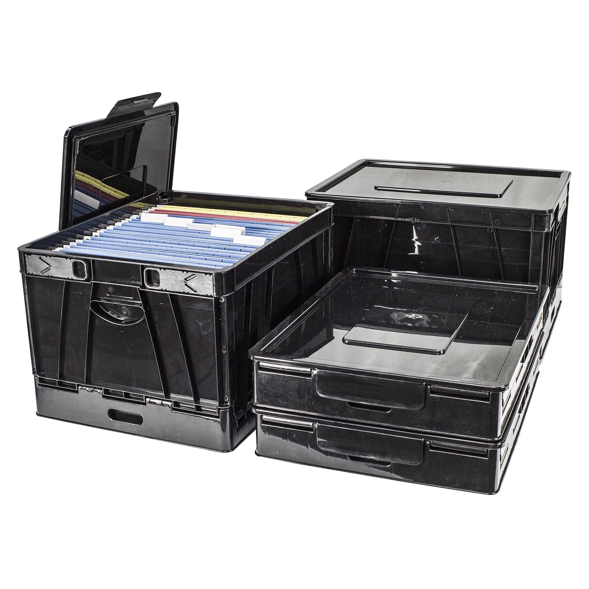 Caja Plegable Storex 44x36x27 Cm Negra Paquete De 4