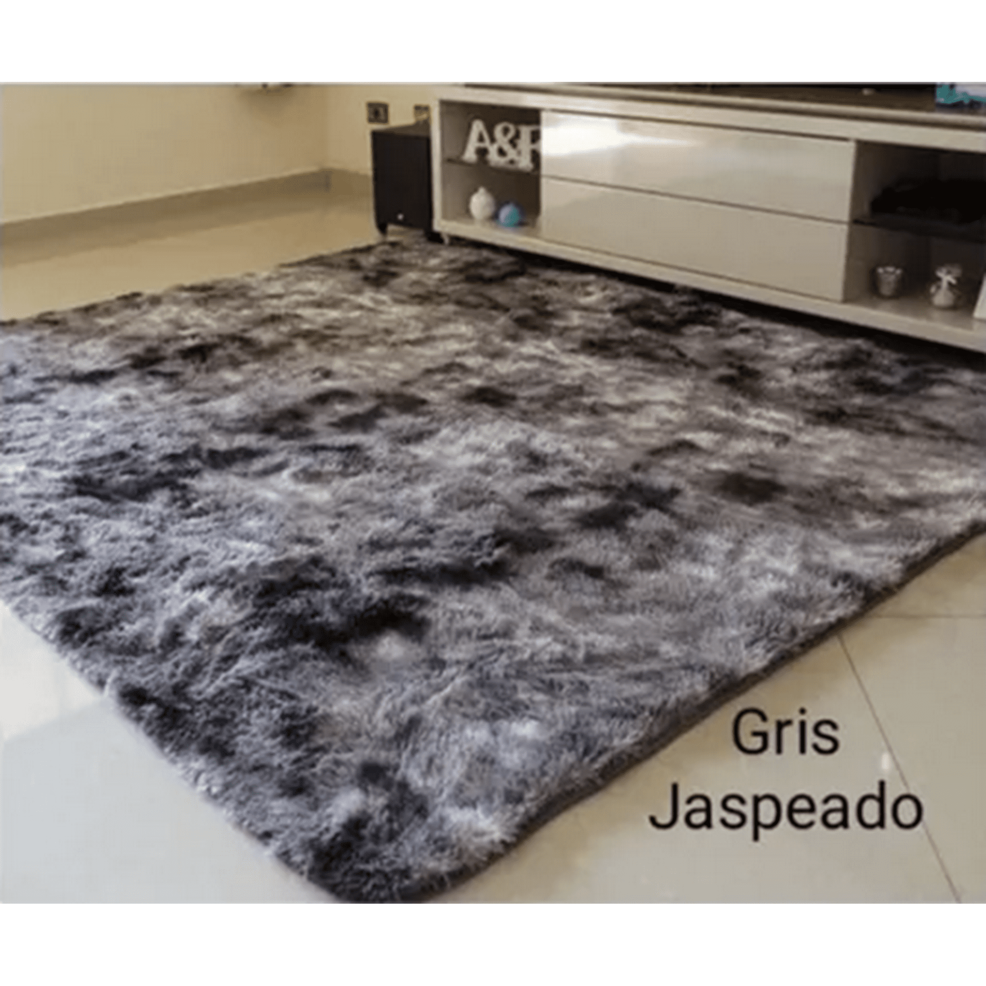 Genérico - Alfombra Peluda Living Hogar 150x200 Cm Gris Jaspeado