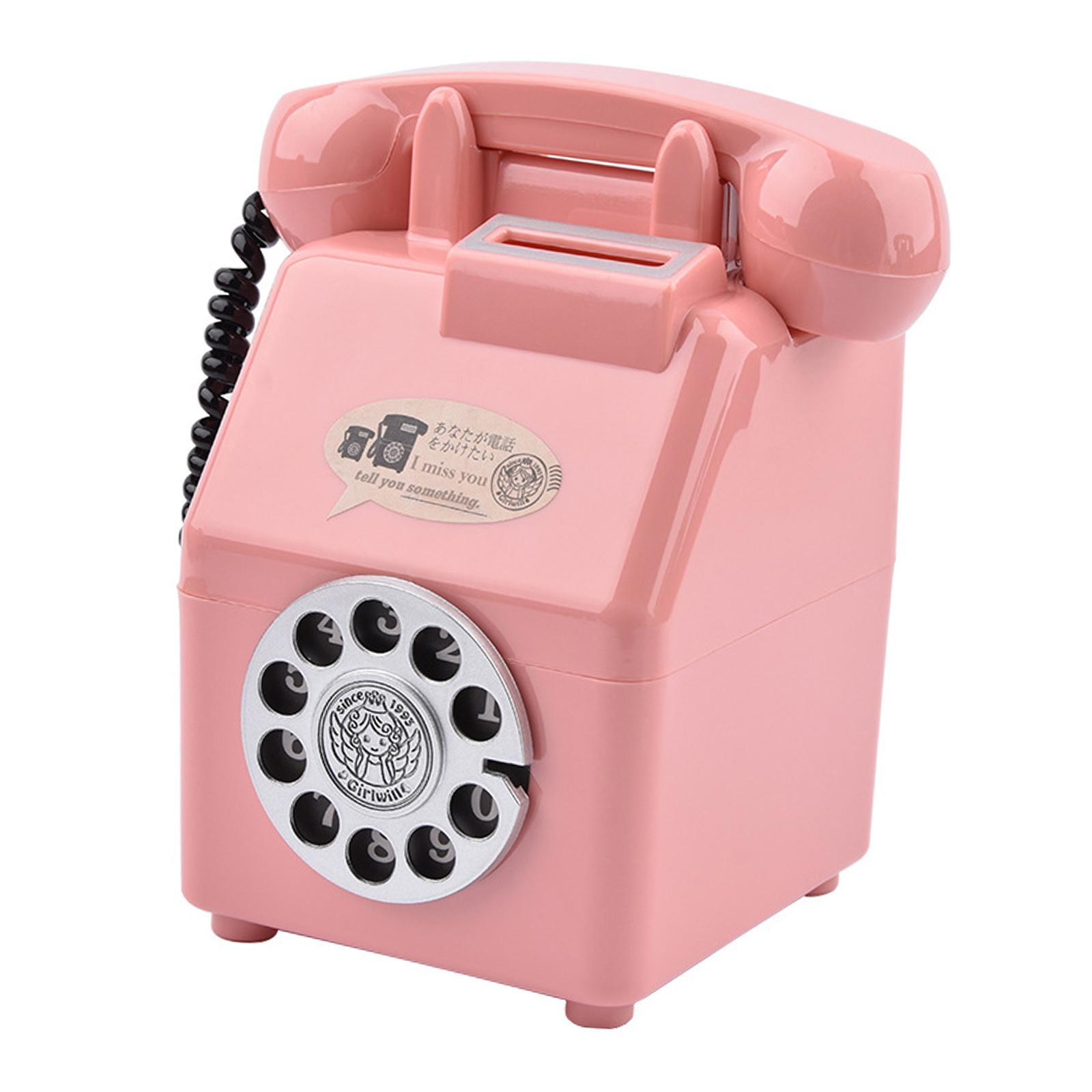 Bothyi - Alcancía Retro Para Teléfono, Olla Para Ahorrar Dinero De Dibujos Animados Para Estante De Dormitorio De Oficina, Rosa