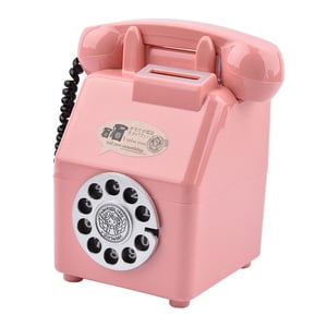 Bothyi - Alcancía Retro Para Teléfono, Olla Para Ahorrar Dinero De Dibujos Animados Para Estante De Dormitorio De Oficina, Rosa