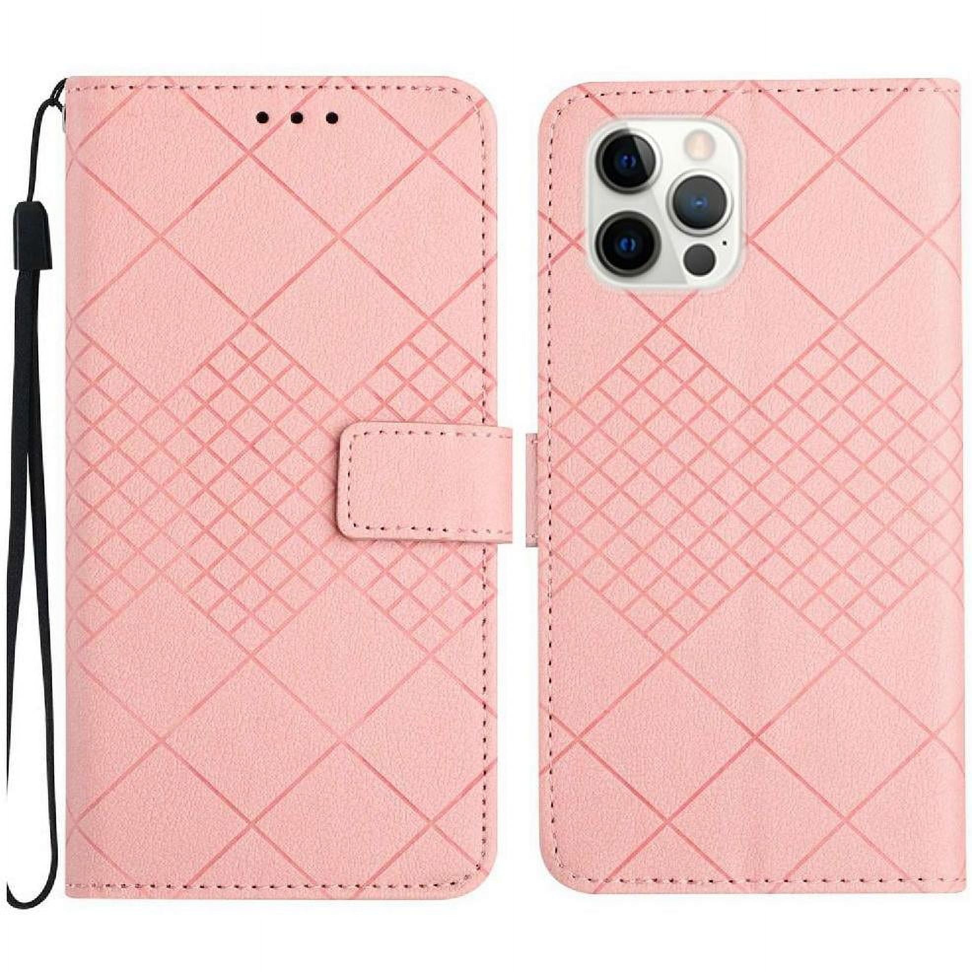 Foxdock - Funda Tipo Cartera Para Iphone 14 Pro Con Soporte Y Correa, Interior Tpu Antirrayas Rosa
