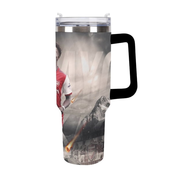 Bukayo Saka Vaso aislado de acero inoxidable con asa, diseño temático, regalo para familia, amigos y fans; incluye pajita y encaja en el portavasos estándar, 40 oz