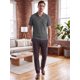 thumbnail image 2 of INSPIRE CHIC Camisa Polo de Manga Corta con Cuello en V a Rayas Verticales para Hombre S Gris Oscuro, 2 of 5