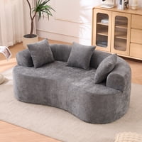 M&Ms - Crescent-Shaped Sofa, Modern Low-Back Design With Deep Cushions, Featuring A Self-Inflating Foam-Filled Three-Seater Sofa That Requires No Assembly.(Gray Chenille Fabric)