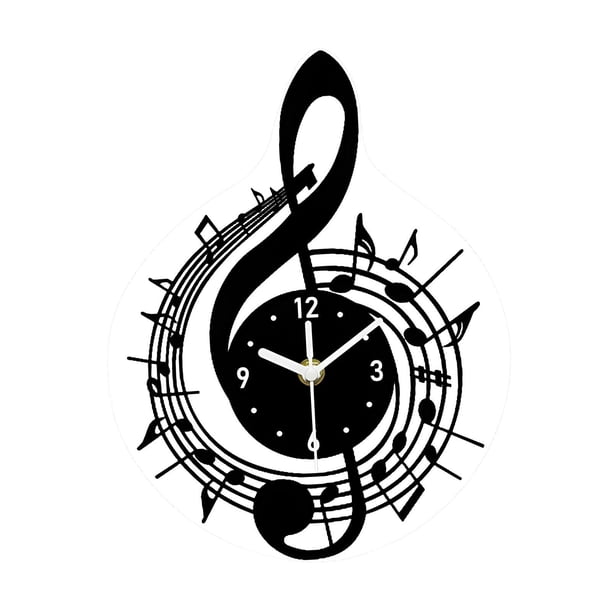 Reloj De Pared Con Símbolo Musical, Ideal Como Regalo. Reloj Decorativo Nórdico Para Oficina, Cocina O Hogar. 23,7 Cm X 30 Cm.