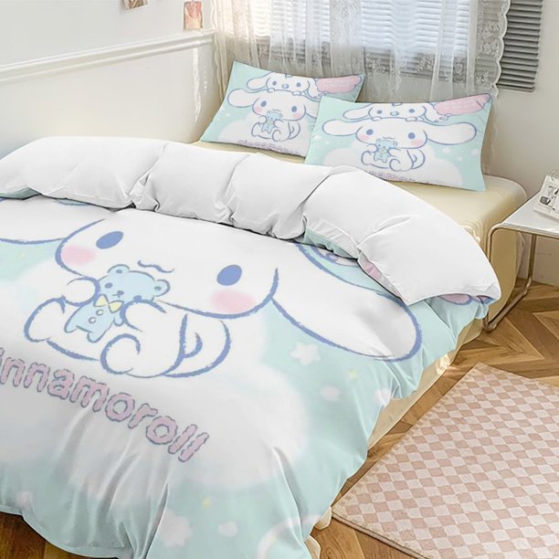 Cinnamoroll 3-Piece Twin Bed Set - Includes 1 Single Comforter And 2 Pillowcases Bedding - Fade Resistant Microfiber - Cinnamoroll