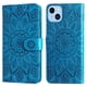 thumbnail image 1 of Funda tipo cartera FOXDOCK para iPhone 14 Plus , diseño girasol en relieve, cuero PU, cierre magnético, soporte y tarjetero, 1 of 5