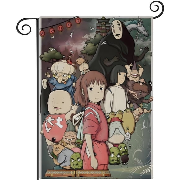 Studio Ghibli-bandera de jardín temática. Regalo perfecto para fans, amigos y familiares, ideal para actividades al aire libre y decoración de fiestas.28CM*45CM