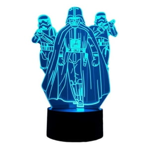 Lelumania - Lampara Ilusion 3D Star Wars De 7 Colores, Base Touch