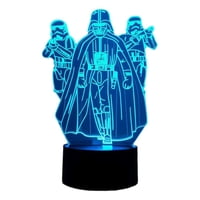 Lelumania - Lampara Ilusion 3D Star Wars De 7 Colores, Base Touch