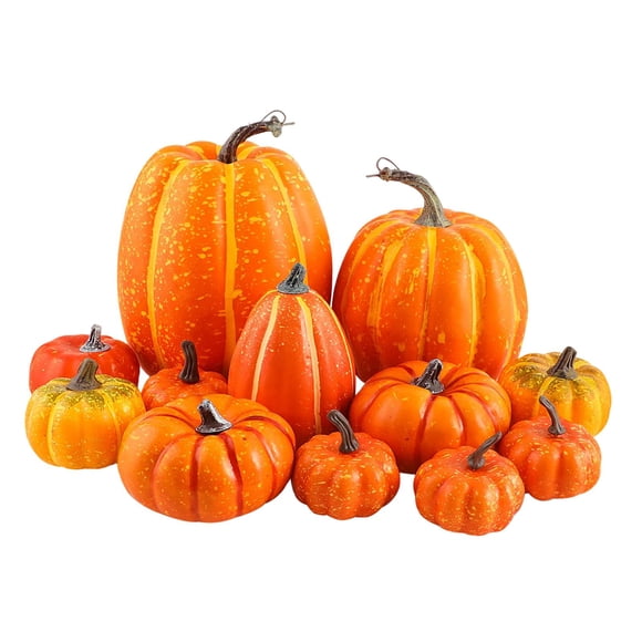 12 Calabazas Artificiales Vivas Para Fiesta De Otoño, Accesorios De Cosecha De Otoño, Amarillo De Acción De Gracias
