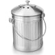 thumbnail image 1 of Cubo de compostaje de acero inoxidable sin olor para cocina - Contenedor de compostaje para cocina - Incluye filtros de carbón de repuesto (acero inoxidable brillante, 5 litros), 1 of 5