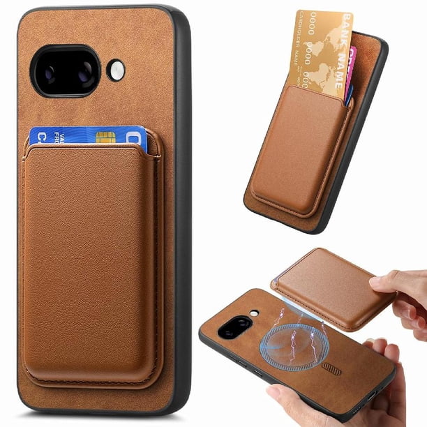Funda de Cuero Magnética con Tarjetero para Samsung Galaxy S25 Edge Cubierta Delgada Marrón