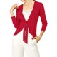 thumbnail image 5 of INSPIRE CHIC Cárdigan de punto abierto con lazo al frente, manga larga y dobladillo con volantes para mujer, regreso a clases, talla S, rojo, 5 of 7